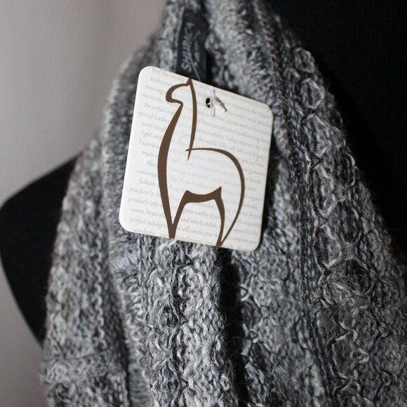 SALE! 100% Alpaca Woven Infinity Scarf Monochrome Grays Made in Peru 72" NWT